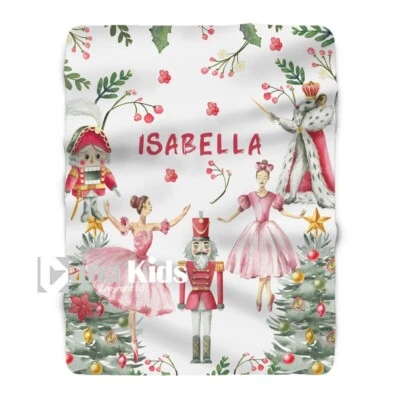 Personalized Baby Nutcracker Christmas Blanket, Custom Christmas Girl Blanket - Image 1 of 2