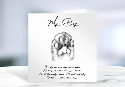 Personalised Pet Dog With Sympathy Card Loss Bereavement  Paw Print - Image 1 of 4