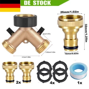 Doppelanschluß 2 Wege Wasserhahn Fitting Wasserrohr Y Verteiler 3/4Zoll Kupplung - Bild 1 von 9