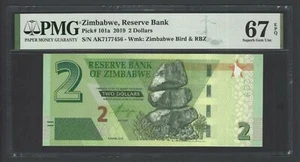Zimbabwe 2 Dollars 2019 P101a Uncirculated Grade 67 - Picture 1 of 2