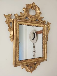 Antiker vergoldeter Spiegel im Barockstil mit schönem durchbrochenem Wappen - Bild 1 von 19