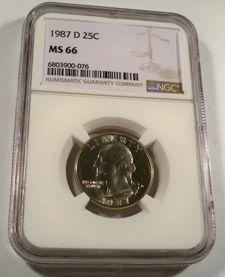 1987-D NGC MS66 WASHINGTON QUARTER 25c MS 66 - Image 1 of 4