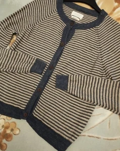 TOAST Wool Linen Blend Sweater Cardigan Striped Long Sleeve Knit Size S - Picture 1 of 6
