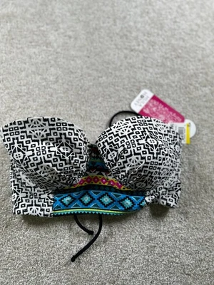 Top de bikini Hula Honey para mujer negro blanco mediano push-up Foto 1 de 4