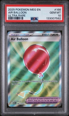 POP 1 PSA 10 AIR BALLOON #166 ULTRA RARE FULL ART 2025 POKEMON MEGA EVOLUTIONS - Image 1 of 2