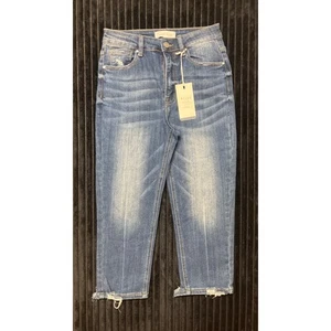 Pantalones de mezclilla ajustados para mujer Risen desgastados talla 5/27 nuevos con etiquetas estilo lavado oscuro RDP5236 - Imagen 1 de 4