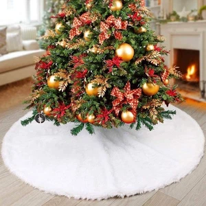 Christmas Tree Skirt, 60” Large White Tree Skirts with Soft Faux Fur Plush fo... - Bild 1 von 8