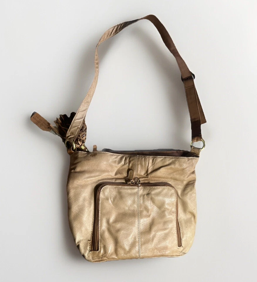 Bolsa de ombro Western Cabin Creek conhaque marrom couro genuíno ajustável - Imagem 1 de 4