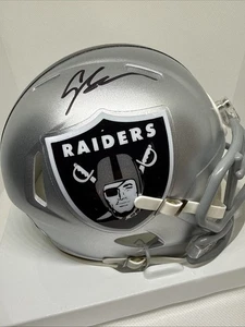 Geno Smith Signed Las Vegas Raiders Mini Helmet Beckett Witnessed - Picture 1 of 16