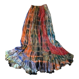 Maxi gonna tie dye viola blu arancione arricciata elastico in vita boho MEDIA piccola - Foto 1 di 10