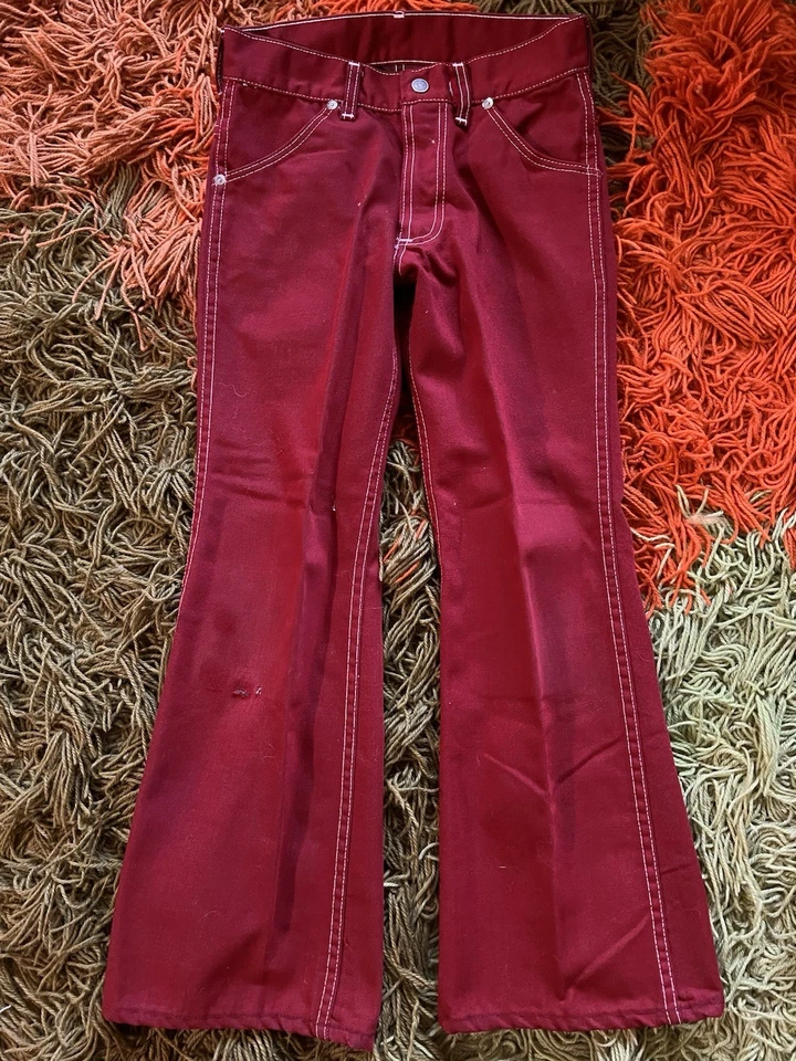 Vintage SEARS TOUGHSKINS Dark Red  Boys Pants 70s 80s Unisex Size 12 Made In USA - Image 1 of 4