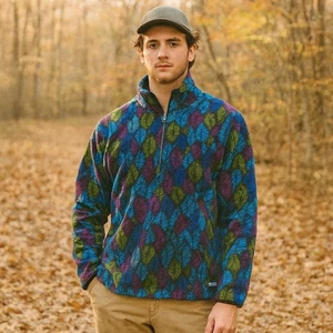 Patagonia Synchilla Half-Zip Fleece Pullover Spears Bright Blue Size 12 Vintage - Picture 1 of 18