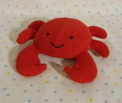 Carter's Red Crab Baby Rattle Soft Terry Cloth Stuffed Animal Plush Toy 4" - Image 1 of 4