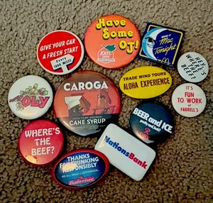 Advertising pinback buttons metal Set Of 12 McDonald’s Rainer Beer Farrels - Picture 1 of 3