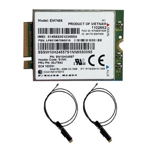 Em7455 LTE 4G-Karte + Antenne Gobi6000 00JT542 01AX756 für T462182 - Bild 1 von 8