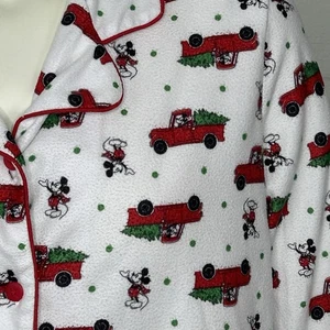 Disney Christmas Pajama Set Mickey Mouse Red Truck Women's Large White Xmas Tree - Picture 1 of 21