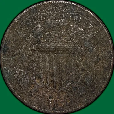 1870 Two Cent Piece Almost Uncirculated AU Coin, Heavily Corroded #29559 - Image 1 of 3