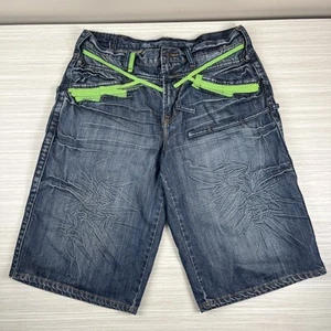 Vintage Marithe Francois Girbaud Jean Shorts MFG Sz 33 90s Baggy Denim Y2K Green - Picture 1 of 15