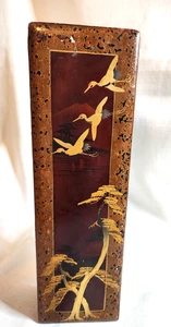SELTENE ANTIKE JAPANISCHE LACKWARE LANGE SCHNÖRKELBOX MIT SCHLÜSSEL UM 1900, PINSELKASTEN - Bild 1 von 7
