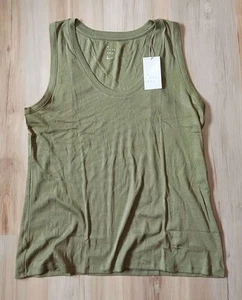 A New Day Women's Tank Top Wide Strap Olive Green Plus Size 1X Scoop Neck Ribbed - Picture 1 of 10