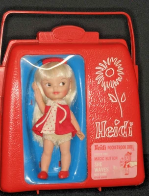 2 muñecas vintage Remco Heidi con estuche de bolsillo, ropa y accesorios HGB Foto 1 de 4