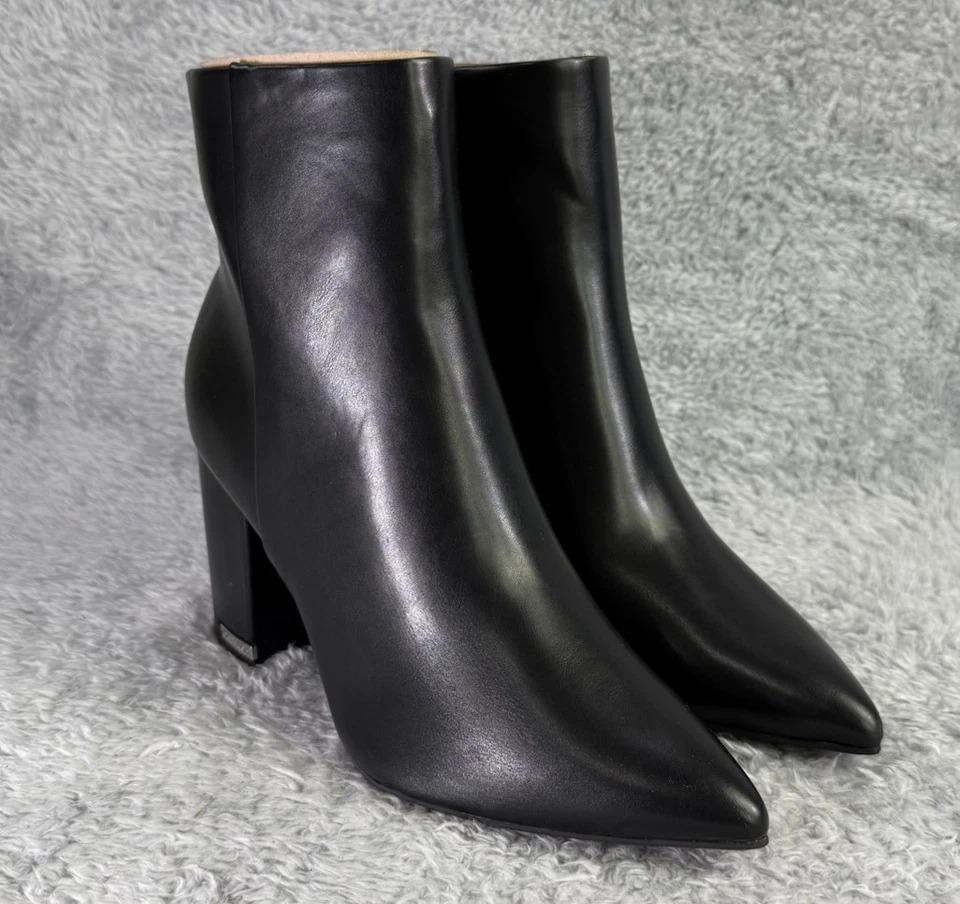 Calvin Klein KCMinna 2 Botines Para Mujer Cuero Negro Tacón Alto Botines 8.5 Foto 1 de 4