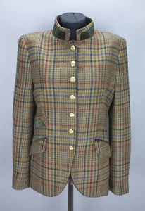 BARILOCHE Women Multicolor Plaid Tweed Jacket ES 40/FR 38 S-M Wool/Velvet Blazer - Picture 1 of 22