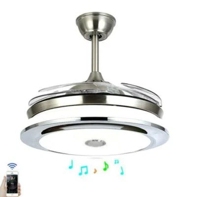 42"Modern Ceiling Fan Light With LED Bluetooth Music Player Retractable Blades - Image 1 of 4