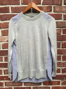 J CREW grau Merinowolle vorne blau weiß gestreift Baumwolle hinten Pullover Oberteil XS - Bild 1 von 5
