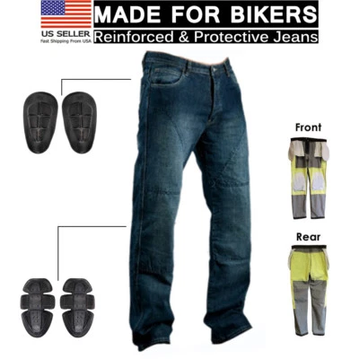 Mens Motorcycle Pants Reinforced Armored Denim Motorbike Jeans Biker Trousers - Image 1 of 4