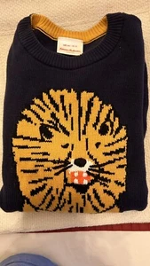 Hanna Andersson Navy Lion Sweater 100% Cotton Size 140/US 10 - Picture 1 of 4