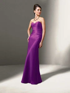 ALFRED ANGELO ๐ $169 #7041JB 8 JR BRIDESMAID FLOWER GIRL VIOLET SATIN DRESS NEW - Picture 1 of 7