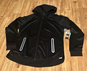 Giacca con cappuccio Avia donna performance zip riflettente nera foderata XL nuova con etichetta - Foto 1 di 14