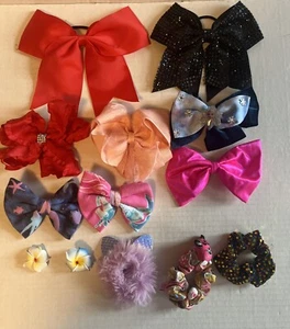 Girls Cheerleading Dance Pageant Accessories Beautiful Hair Bows And Ties Lot 13 - Picture 1 of 14