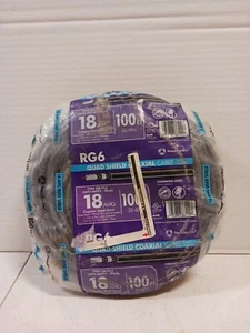 Bobina de cable coaxial Southwire RG6-Quad Shield 18 AWG negro 100 pies - Imagen 1 de 1