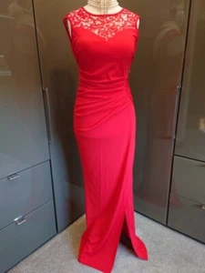 Lipsy Red Sequin Long Formal Evening Dress 14 Ruched Drape Party Cruise Wedding - Picture 1 of 14