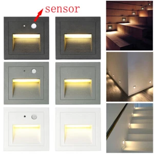 3W Staircase Light Recessed Wall Lamp Stairway Lamp Aluminum With Motion Sensor - Picture 1 of 15