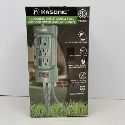 Outdoor Power Strip with Covers and Overload Protection Switch, Double Sided ... - Image 1 of 4