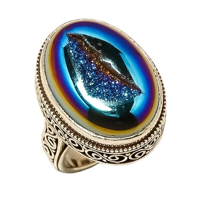 Titanium Drusy Solid 925 Sterling Silver Ring s.6 S2079 (USR-92) - Image 1 of 3