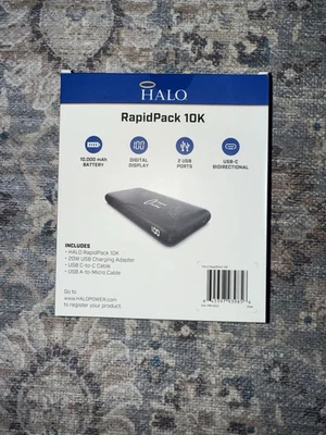 Batería portátil Halo RapidPack 10k 10.000 m/ah nueva en caja negra Foto 1 de 2