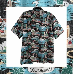 NWT Reyn Spooner Peanuts Surfin' Snoopy Pullover LARGE Aloha Hawaii Button Down - Picture 1 of 11
