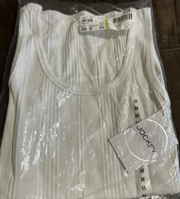 Camiseta sin mangas acanalada blanca oscura de algodón Jockey nueva con etiquetas ~Talla M ~ ¡Estilo 015394! Foto 1 de 4