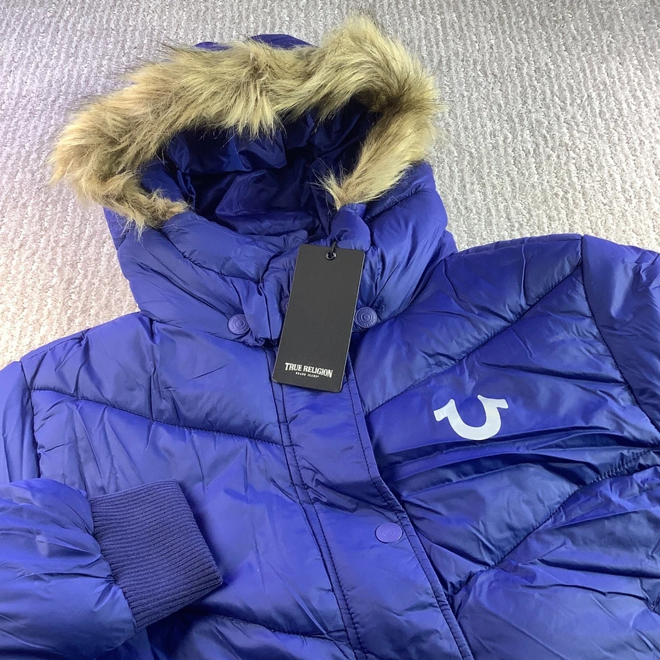 Chaqueta acolchada True Religion para mujer azul con capucha talla XL NUEVA CON ETIQUETAS Foto 1 de 4