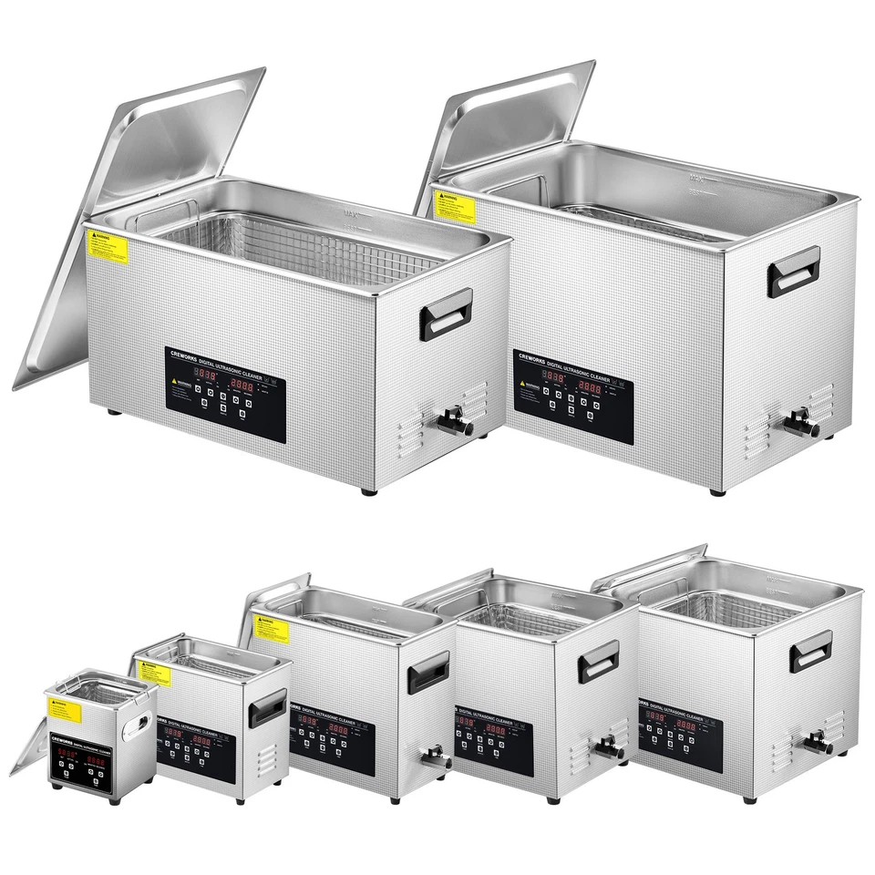 CREWORKS 2L-30L Ultrasonic Cleaner with Timer Heating Machine Sonic Cleaner