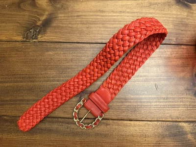 Cinturón trenzado rojo y dorado de Pierre Balmain 35" de colección para mujer Foto 1 de 4