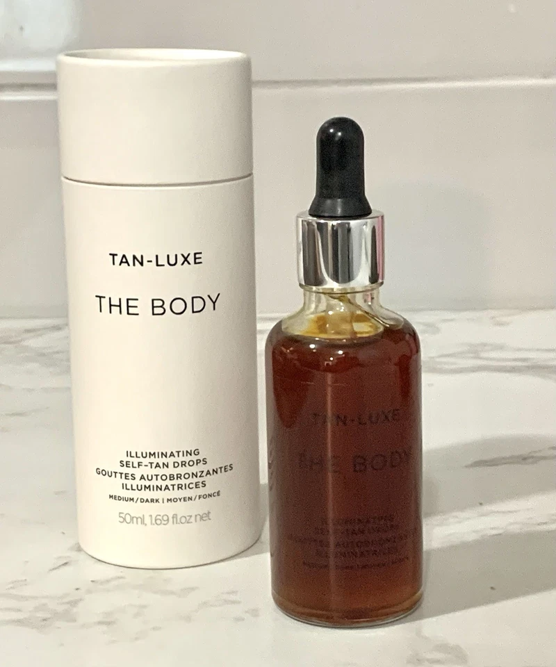 Tan Luxe The Body Illuminating Self Tan Drops ,* 中暗 * 1.69 盎司 全新带盒 — 第 1/2 张图片