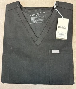 Figs Scrubs Top Women L Catarina One Pocket Black Short Sleeve - Picture 1 of 4