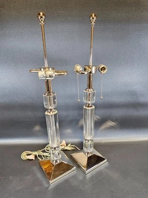 CRYSTAL & CHROME LAMP PAIR - Image 1 of 4