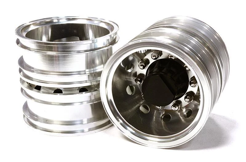 Rueda doble trasera de aleación mecanizada T6 (2) para camiones tractor Tamiya escala 1/14 Foto 1 de 1