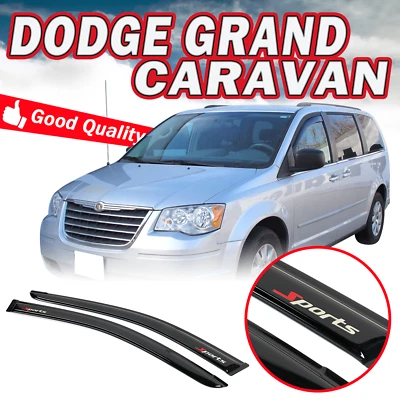 Fits 08-18 Dodge Grand Caravan Window Visor Smoke Guard Deflector 2PCS w/ SPORTS Foto 1 de 4